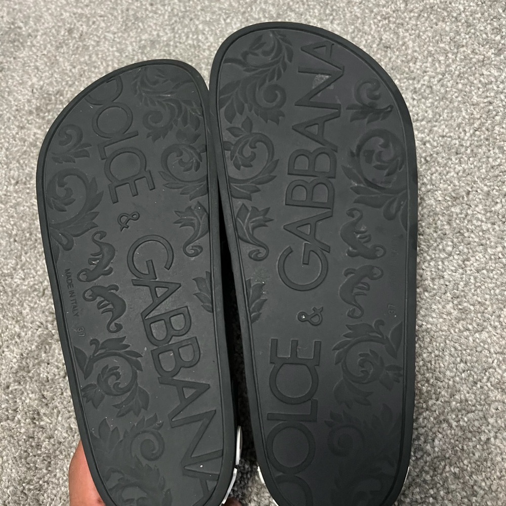 D&G Black & White Logo Slide Sandals - Picture 4 of 14
